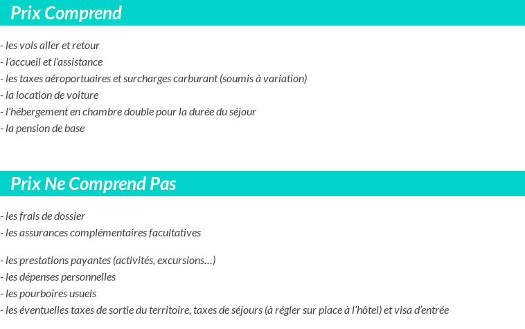 Conditions tarifaires