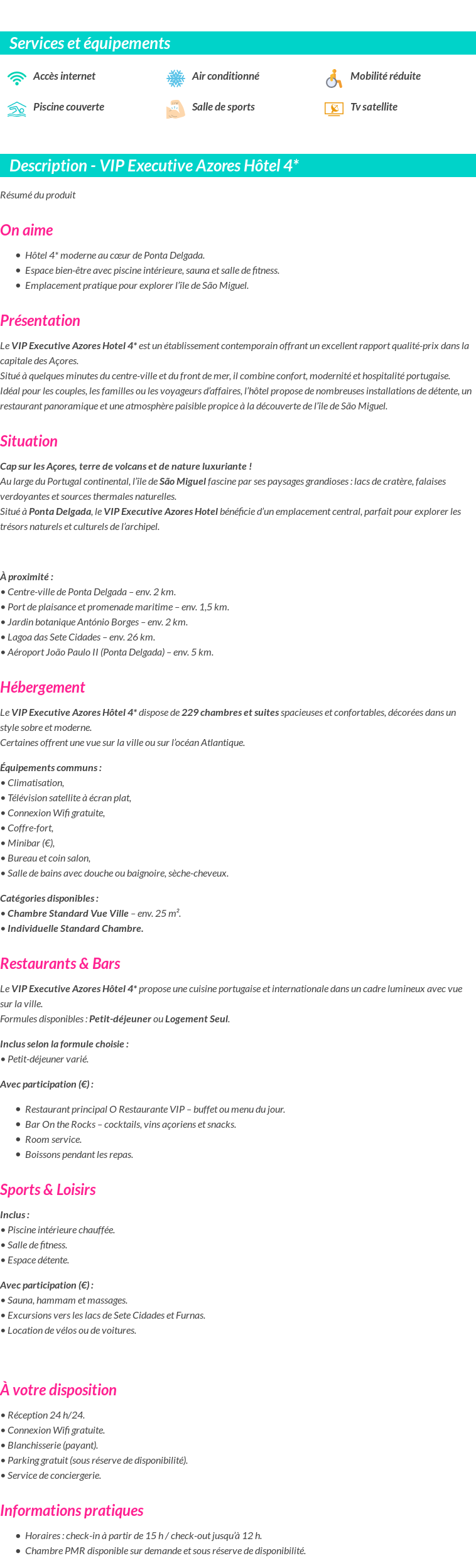 Détails du séjour