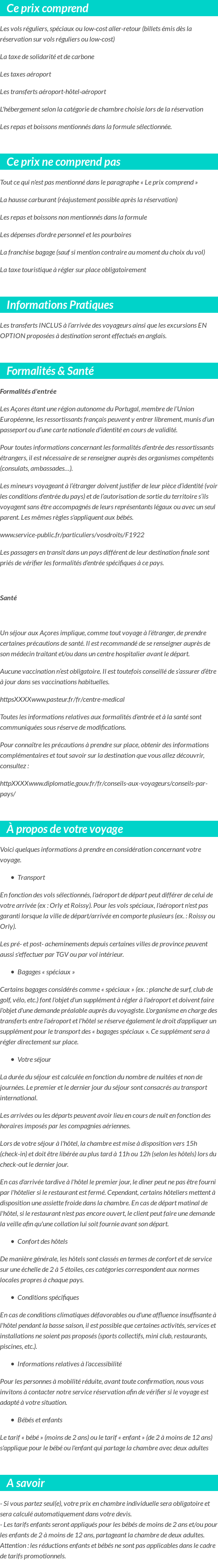 Conditions tarifaires
