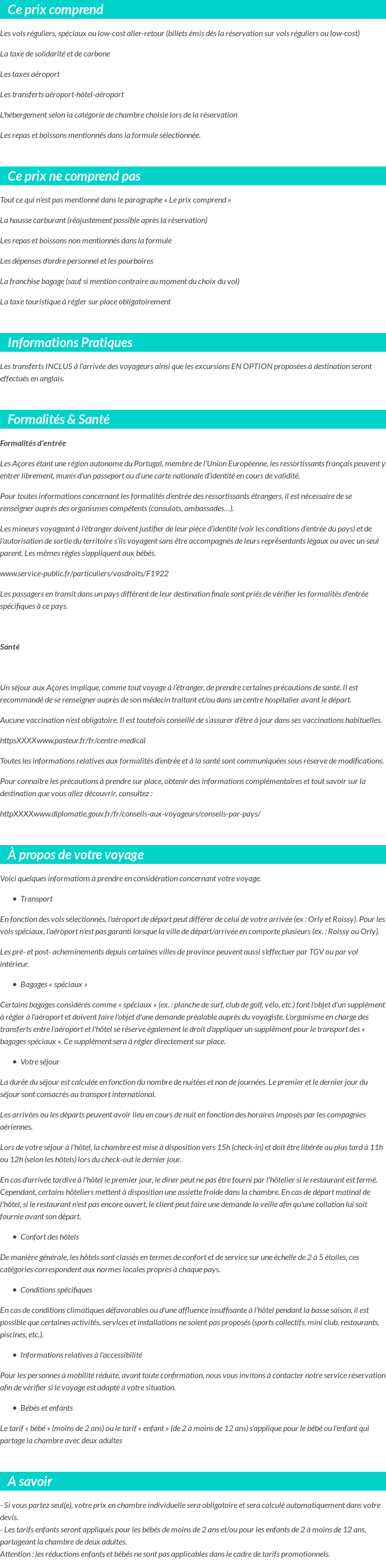 Conditions tarifaires