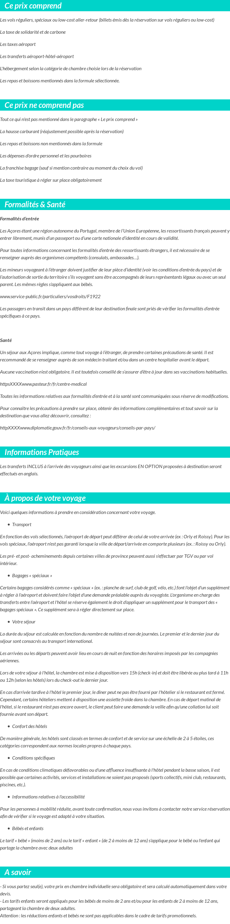 Conditions tarifaires