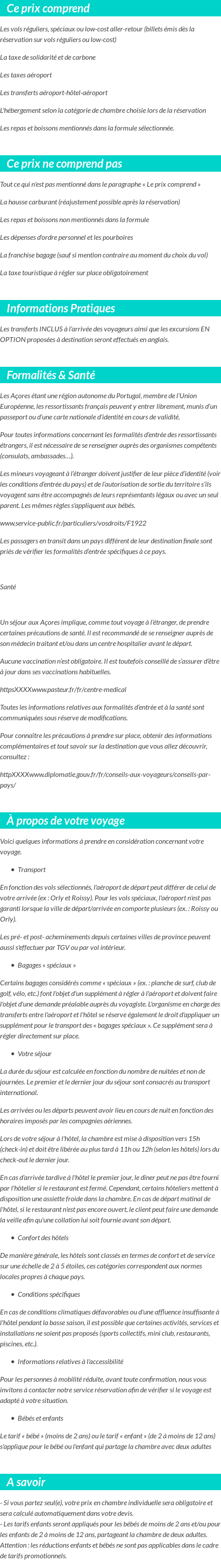 Conditions tarifaires
