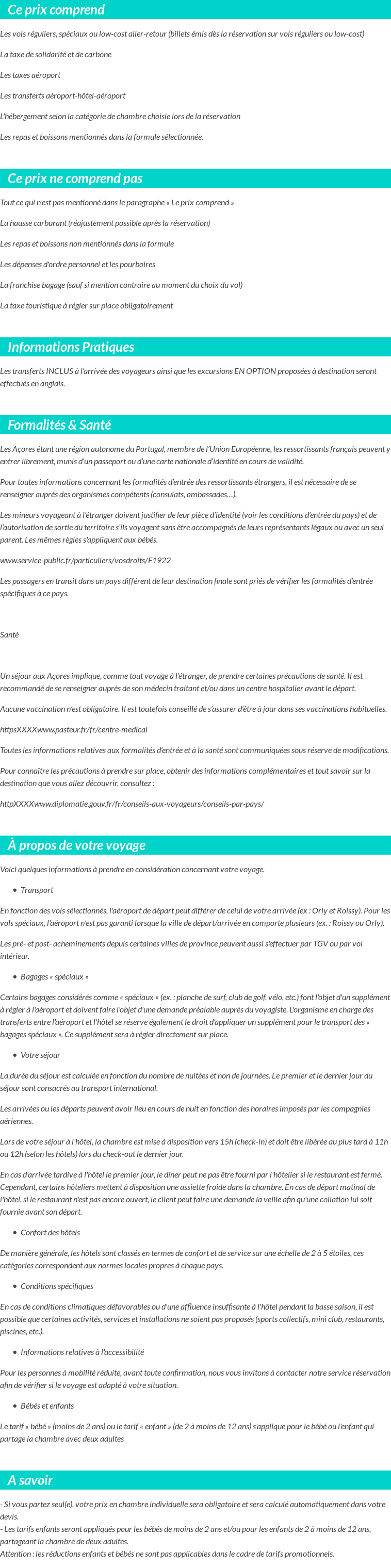 Conditions tarifaires
