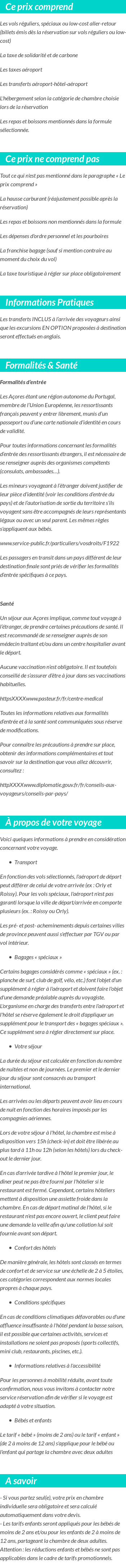 Conditions tarifaires
