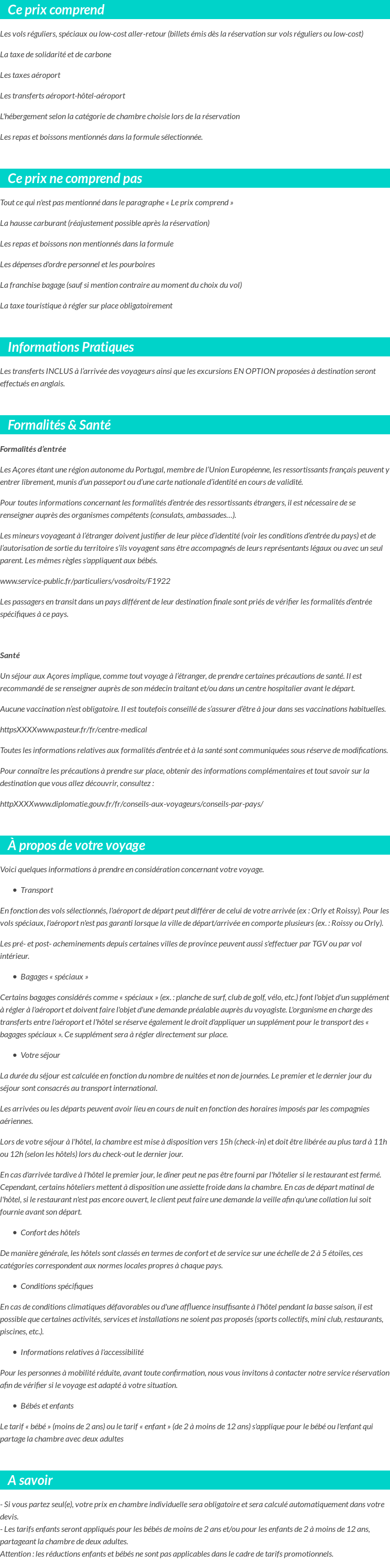 Conditions tarifaires