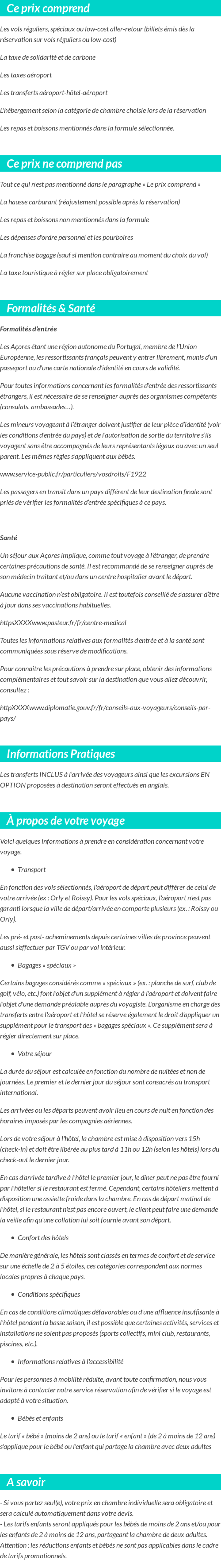 Conditions tarifaires