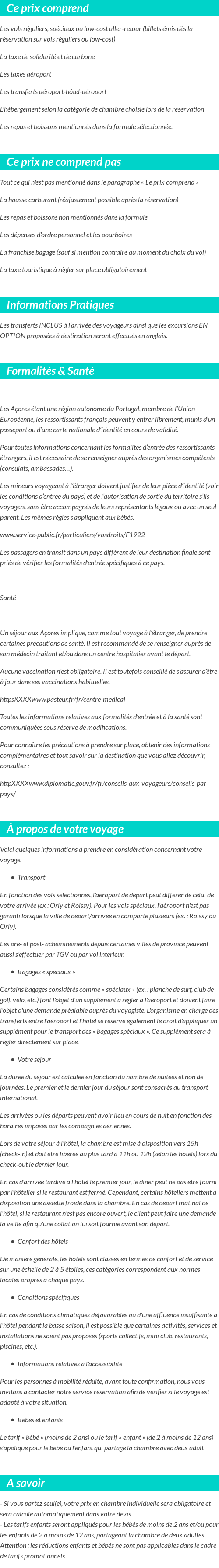 Conditions tarifaires