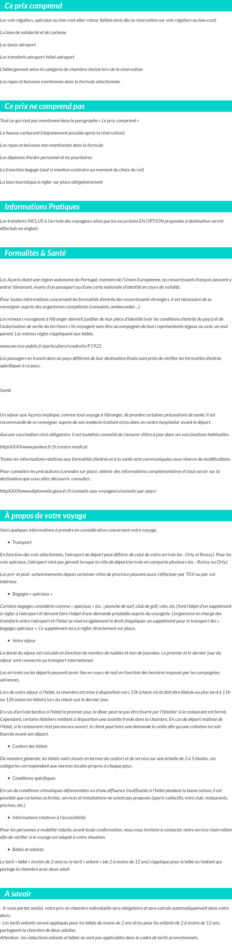 Conditions tarifaires