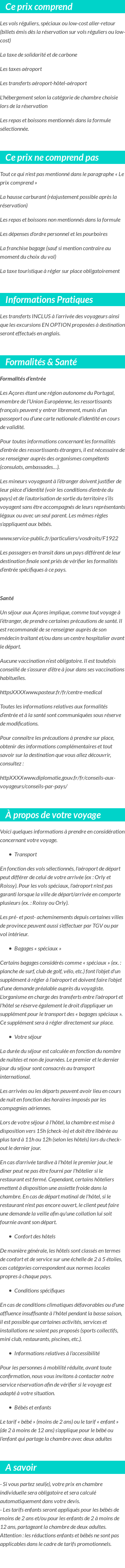 Conditions tarifaires