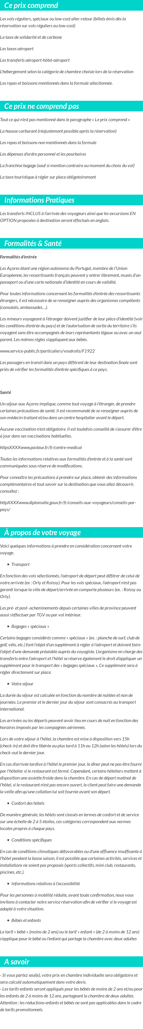 Conditions tarifaires