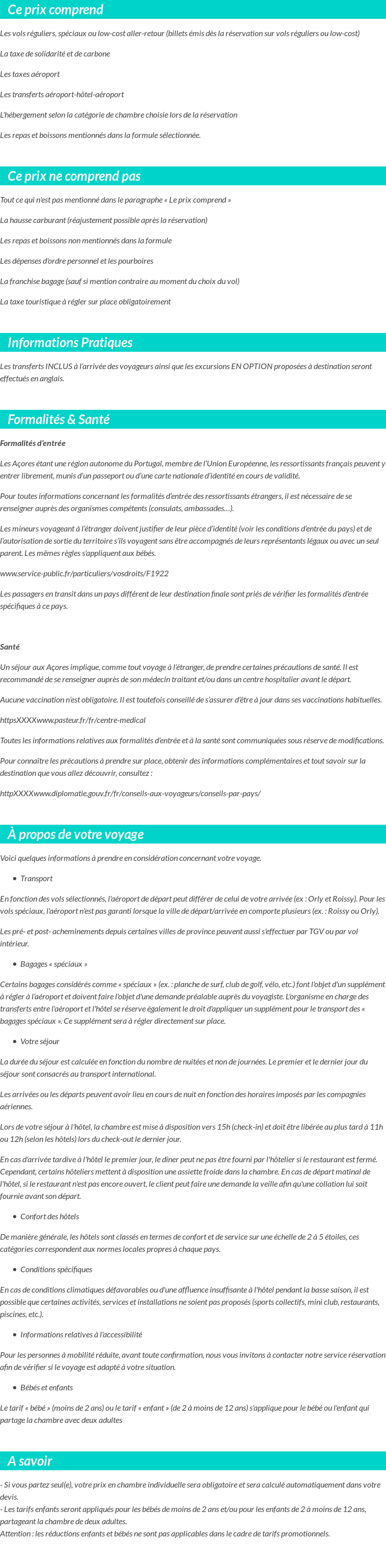 Conditions tarifaires