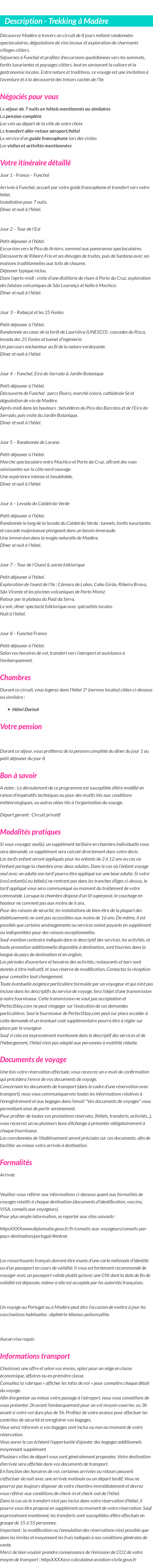 Détails du séjour