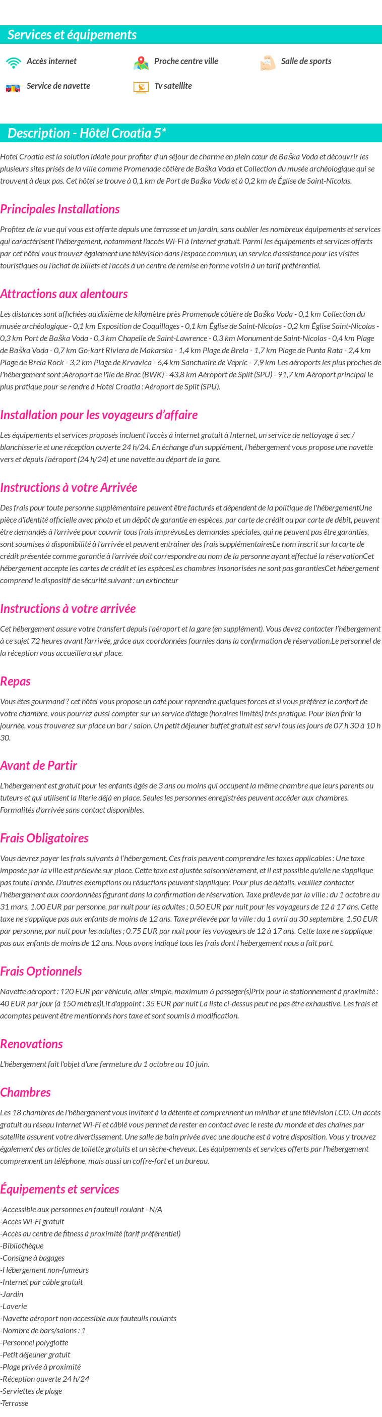 Détails du séjour