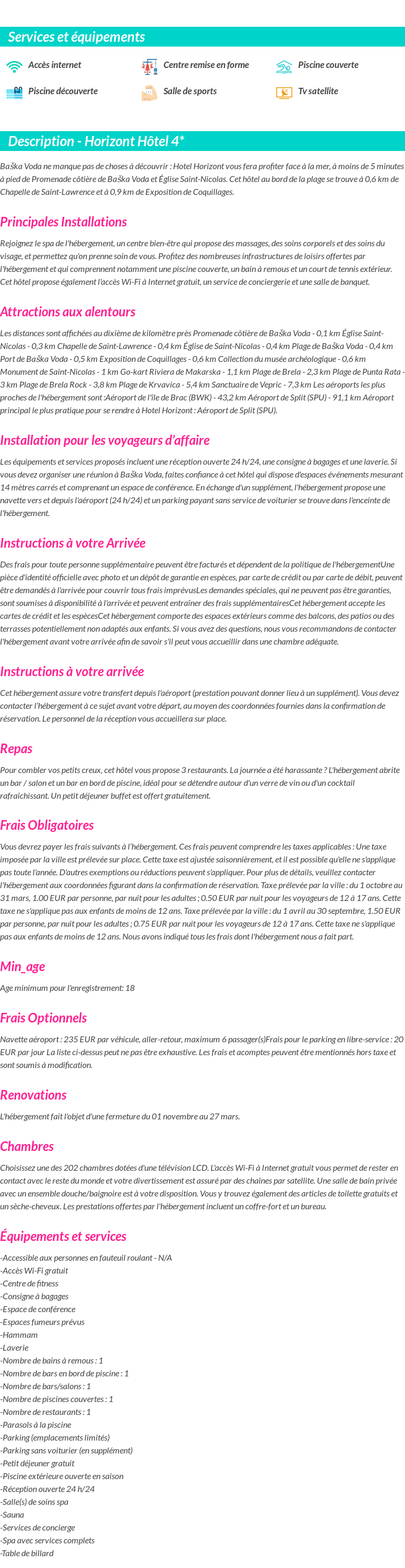 Détails du séjour