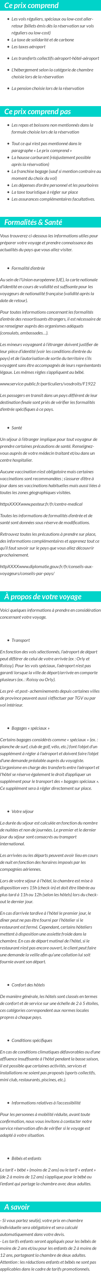 Conditions tarifaires