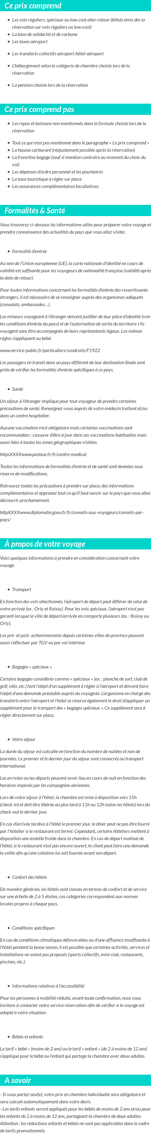 Conditions tarifaires