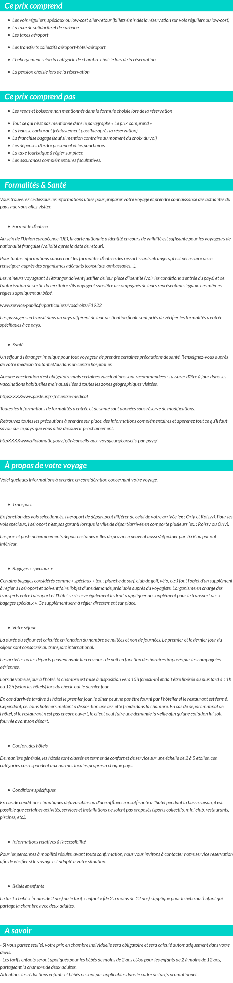 Conditions tarifaires