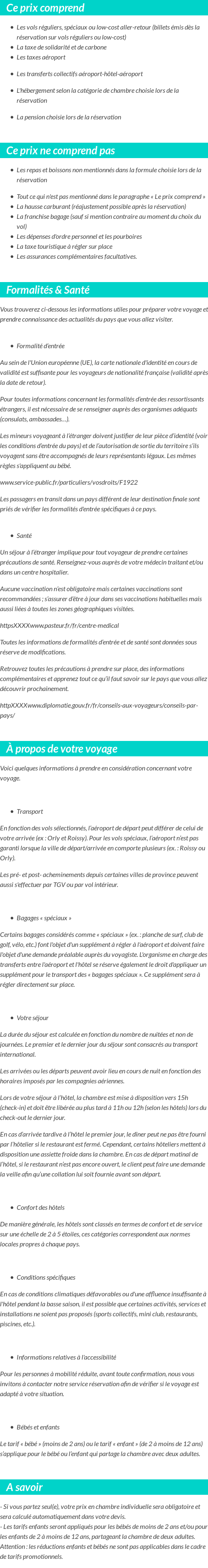 Conditions tarifaires