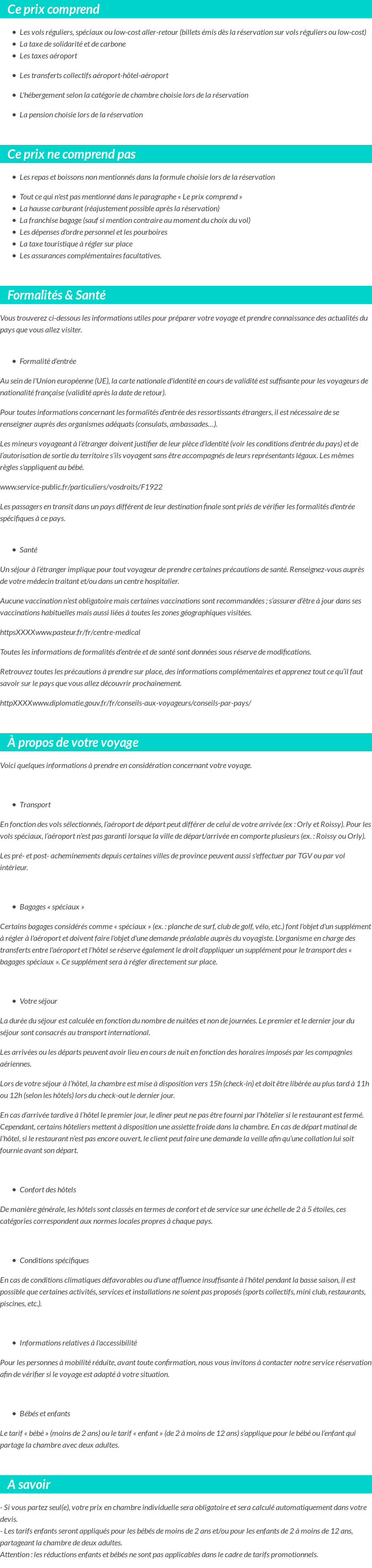Conditions tarifaires