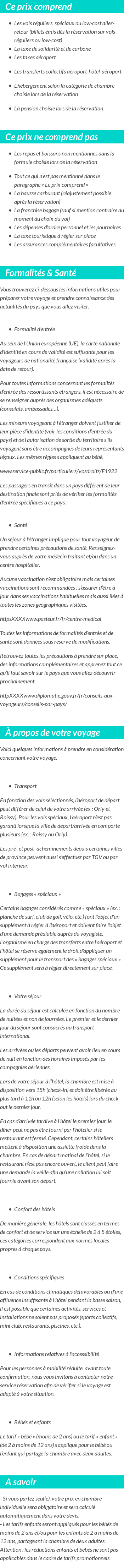 Conditions tarifaires