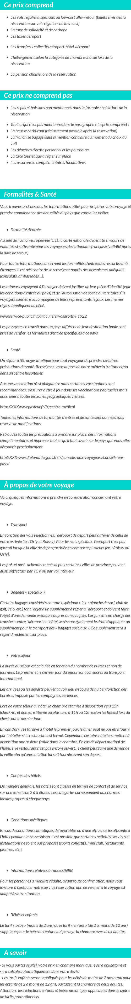 Conditions tarifaires