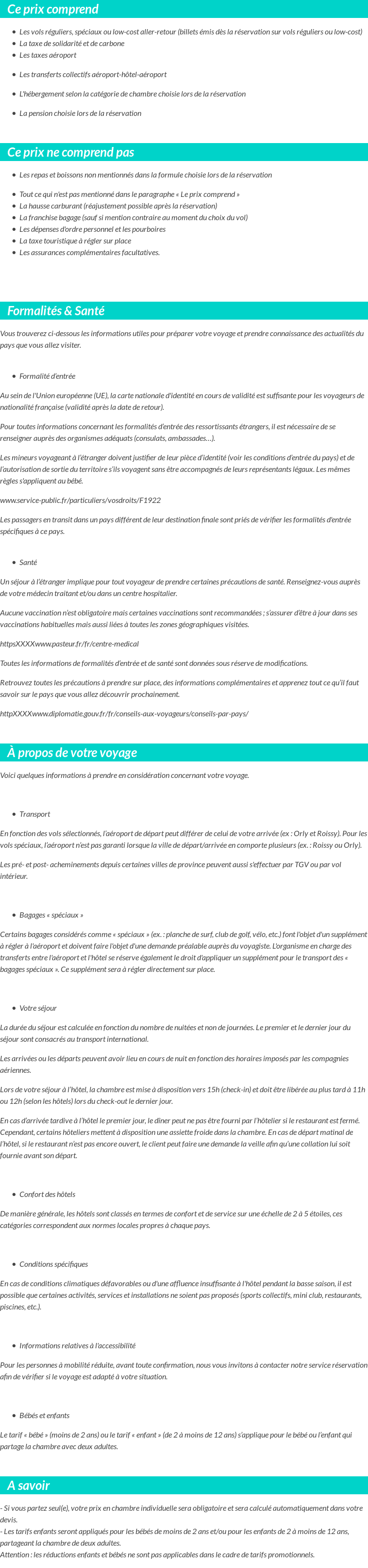 Conditions tarifaires
