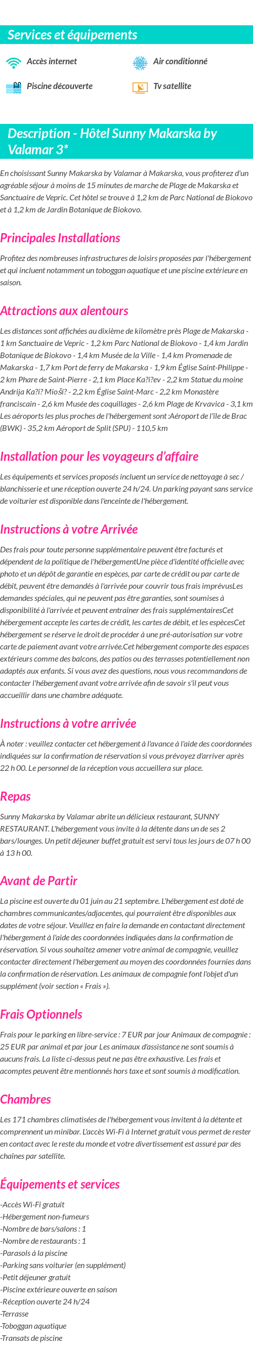 Détails du séjour