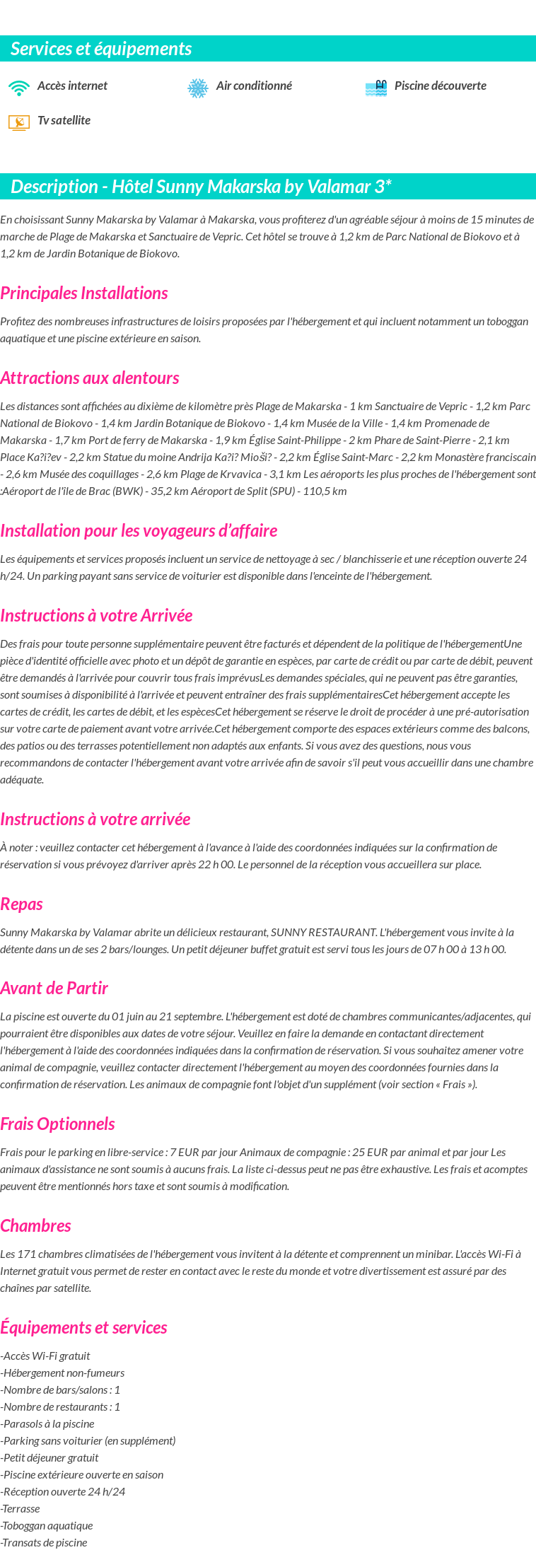 Détails du séjour