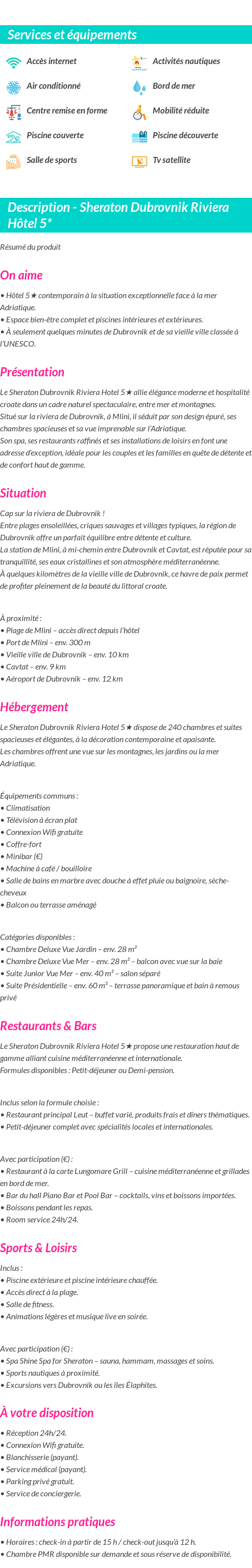 Détails du séjour