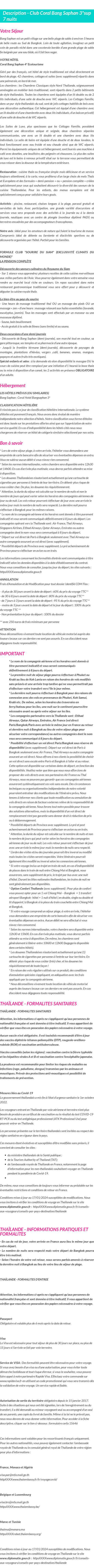 Détails du séjour