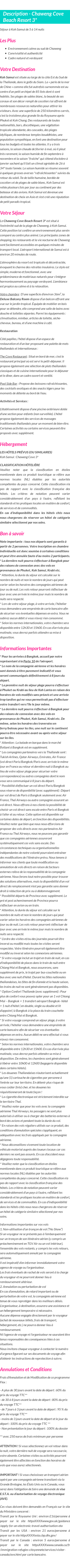Détails du séjour
