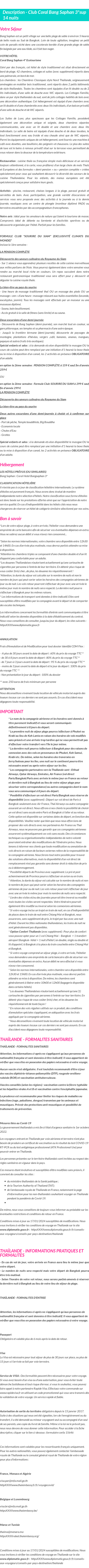 Détails du séjour