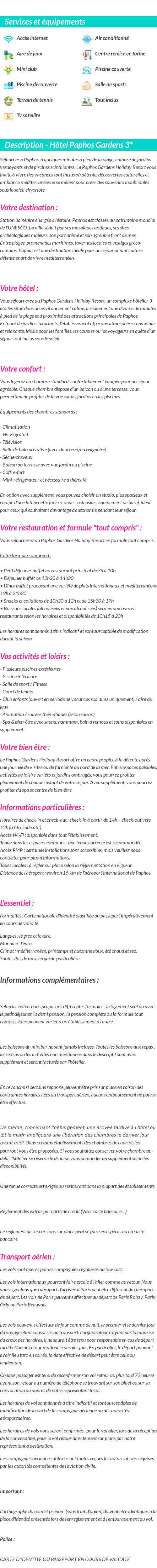 Détails du séjour