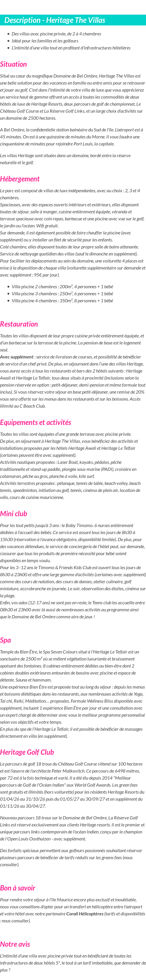 Détails du séjour