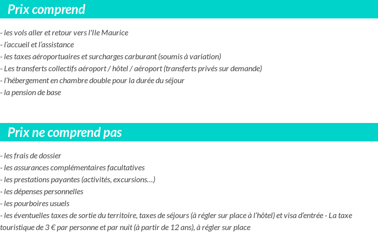 Conditions tarifaires