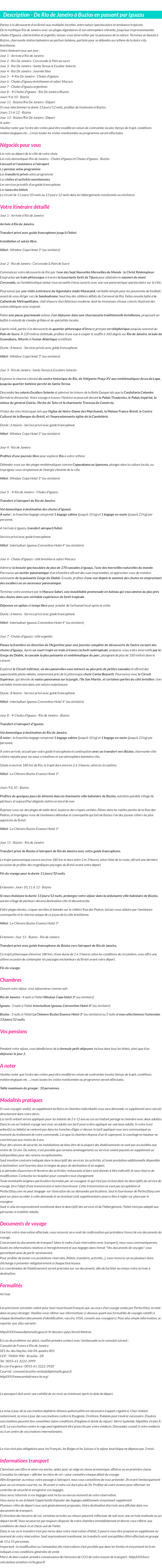Détails du séjour