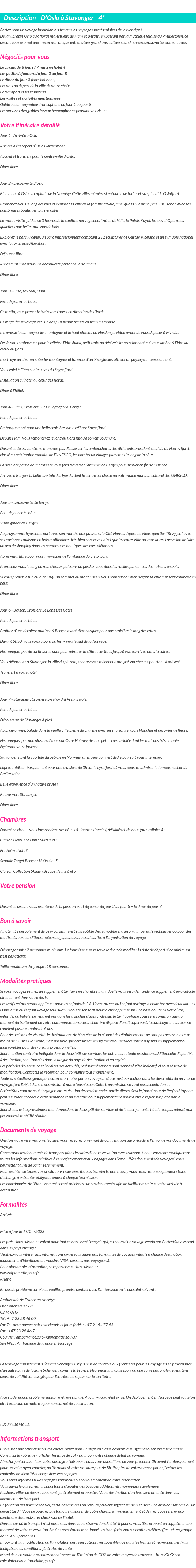 Détails du séjour