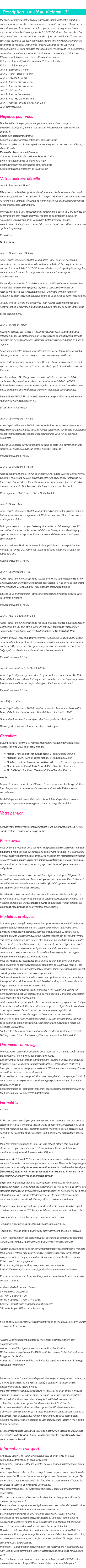 Détails du séjour