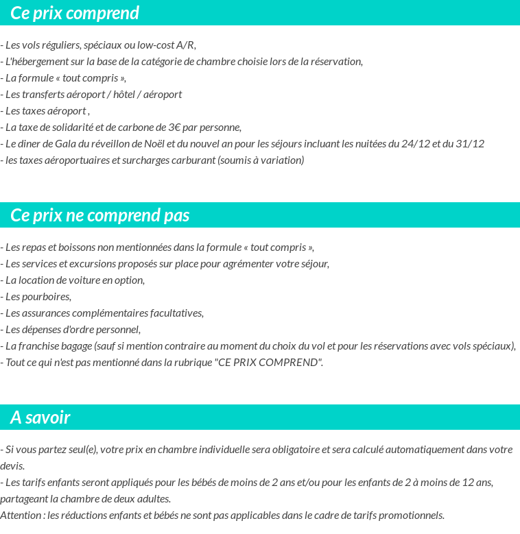 Conditions tarifaires