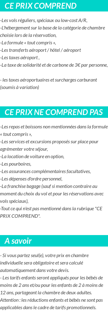 Conditions tarifaires