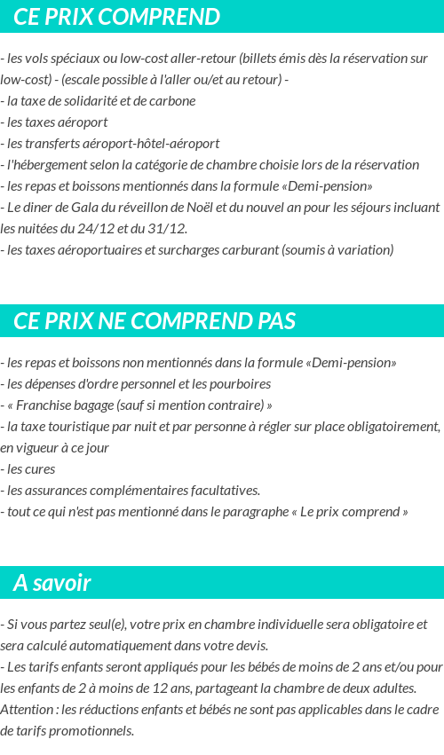 Conditions tarifaires