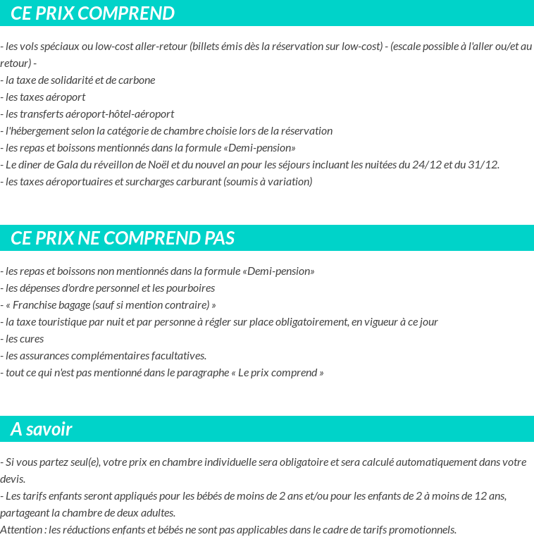 Conditions tarifaires