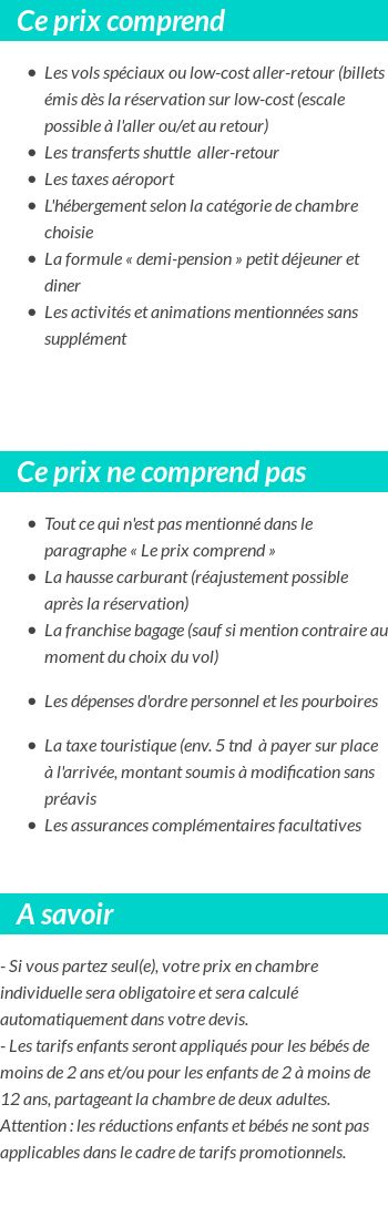 Conditions tarifaires