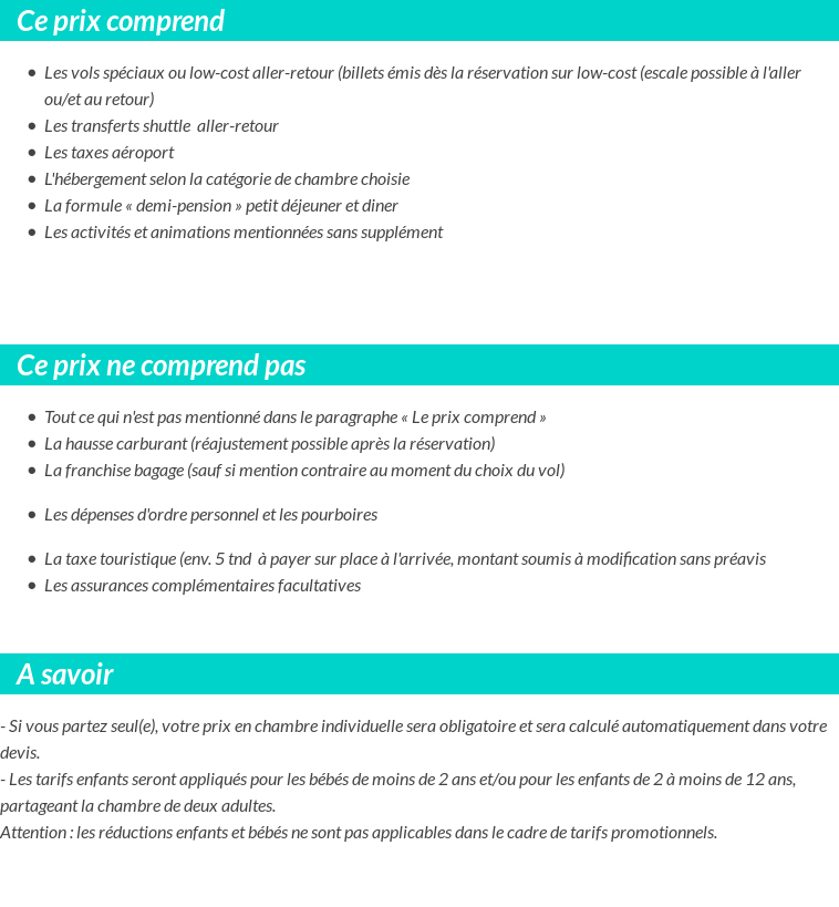 Conditions tarifaires