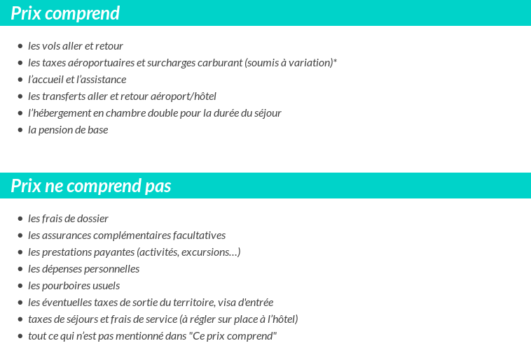 Conditions tarifaires