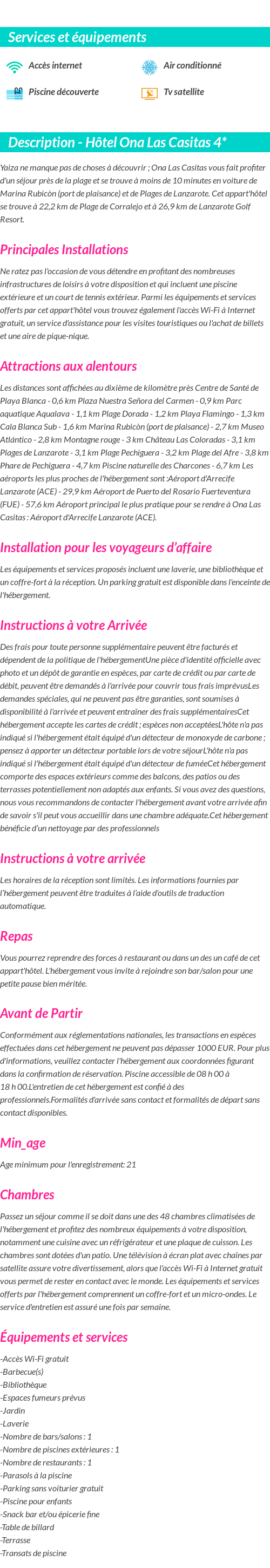 Détails du séjour