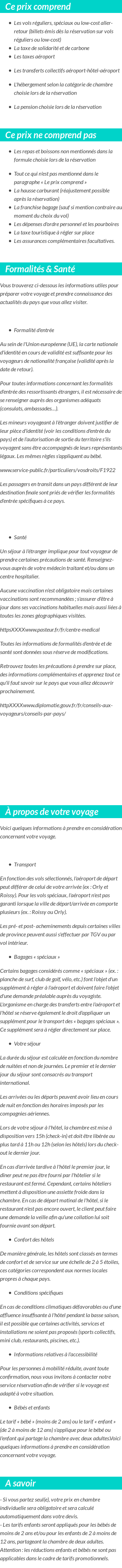 Conditions tarifaires