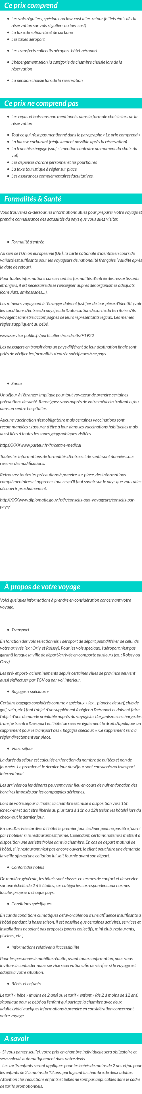 Conditions tarifaires