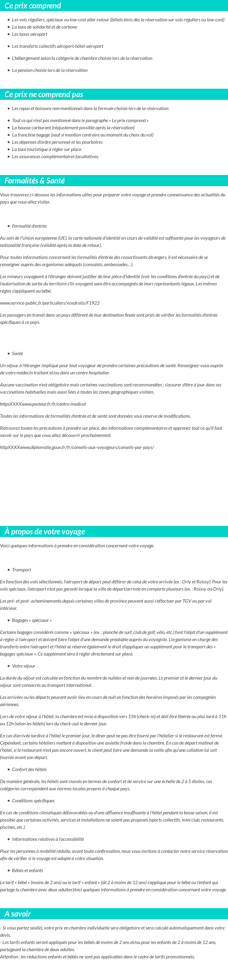 Conditions tarifaires