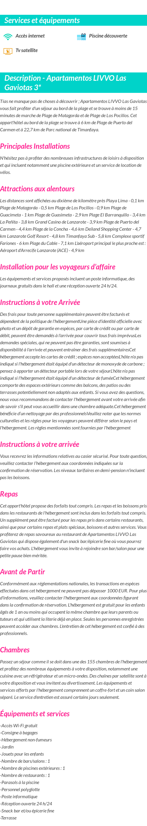 Détails du séjour